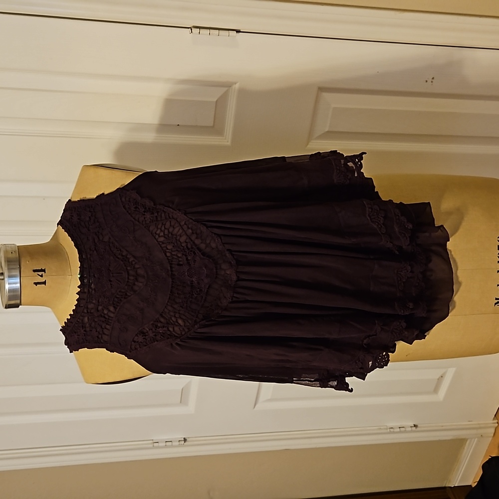 Deep purple lace and button top